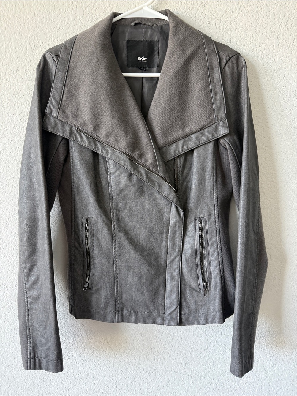 Massimo Gray Asymmetrical Leather Jacket